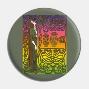 Celtic Lady (sage on rainbow) Pin