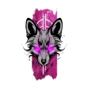 Radiant Foxfire: Fox with Glowing Pink Eyes T-Shirt