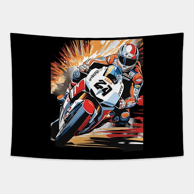 Racing Motorcycle Tapestry by animegirlnft