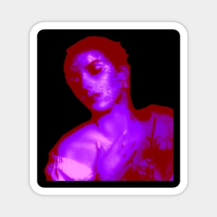 Beautiful girl. Red and blue, some glow and particles on skin. Very beautiful. Magnet