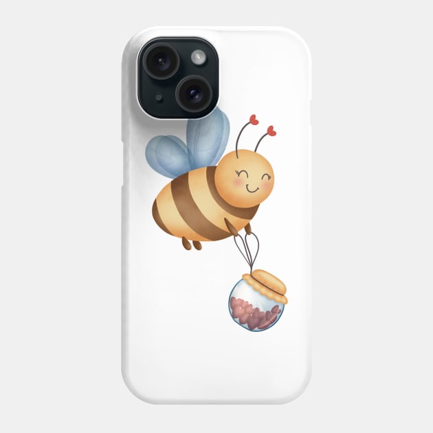 Bee With Jar Of Hearts Phone Case by EL-Lebedenko