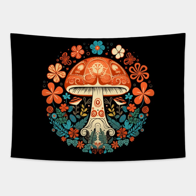 Retro Mushroom Tapestry by MushMagicWear