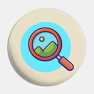 Magnifying Glass Looking For View Cartoon Vector Icon Illustration Pin