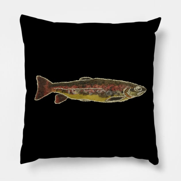 Fishes in Stitches 023 Trout Pillow by Therese Kerbey