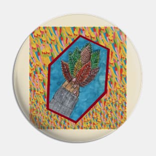 Autumn Leaves on Motlley Background Pin