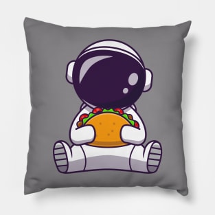 Astronaut Eating Taco Cartoon Pillow