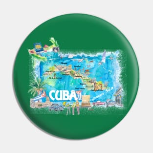 Cuba_ Illustrated_ Travel_ Map_ with_ Roads_ and_ HighlightsM Pin