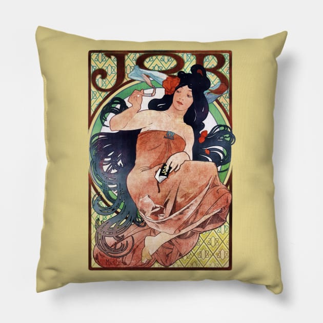 Job cigarette papers poster by Mucha Pillow by UndiscoveredWonders