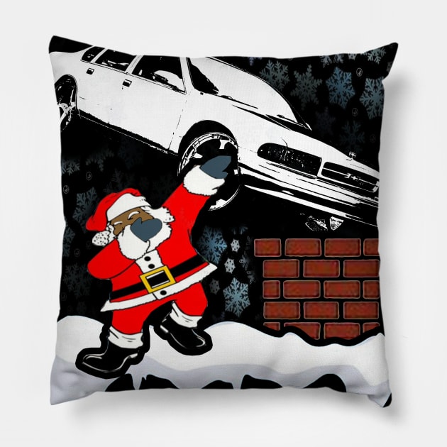 Dabbing Santa Clause Merry Impala Snowing Christmas Pillow by Black Ice Design