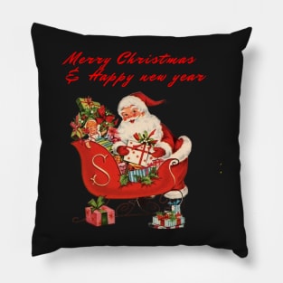 Retro Vintage Pink Santa Claus Pillow