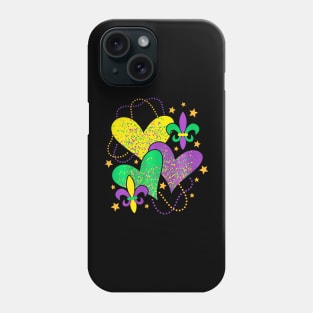 Cute Mardi Gras Love Hearts for Women Girls Kids Phone Case