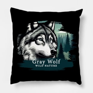 Gray Wolf - WILD NATURE - WOLF -3 Pillow