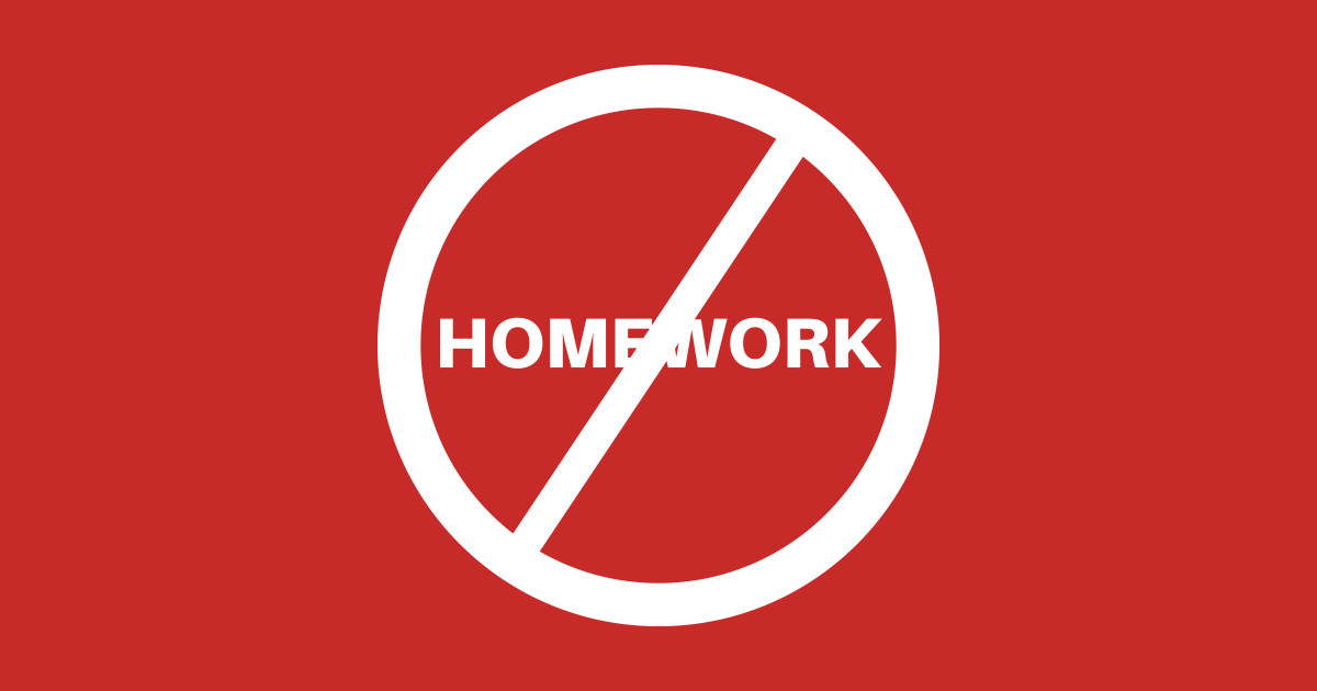 picture of no homework sign