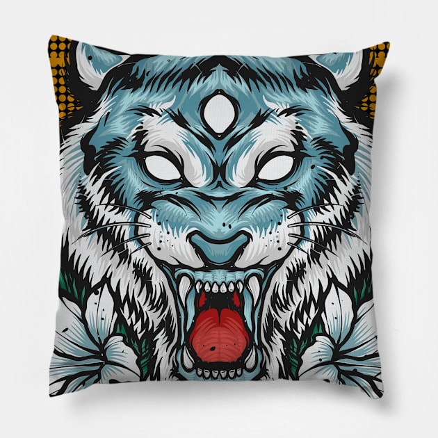 White tiger Pillow by vhiente