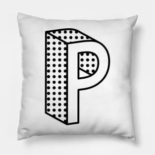 3D Ben Day Dot Isometric Letter P Pillow