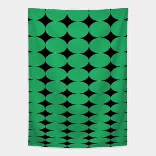 Retro Round Pattern - Green Black Tapestry