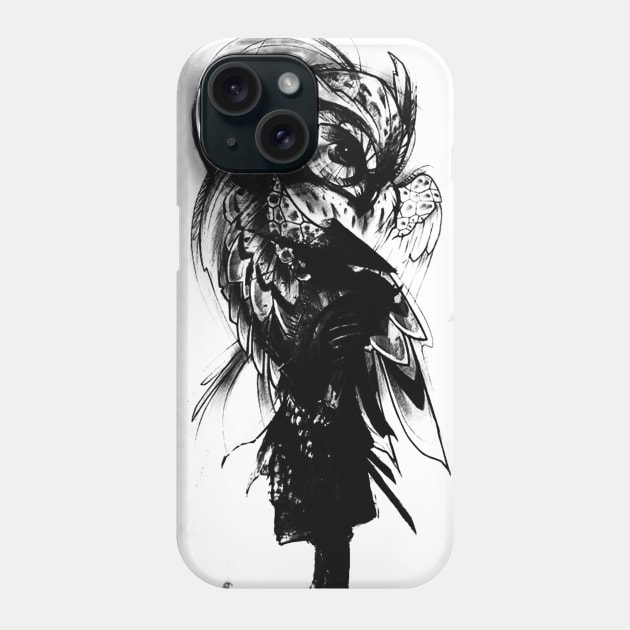 Samurai Owl Moon Phone Case by hitext