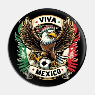 Viva Mexico Futbol Soccer Bald Eagle #1 T-Shirt Pin