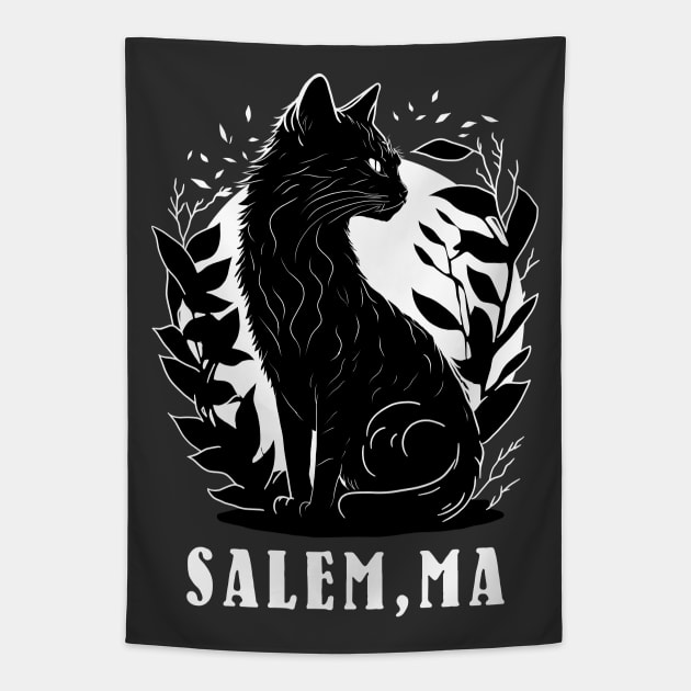 Black Cat Illustration | Salem Tapestry by TMBTM