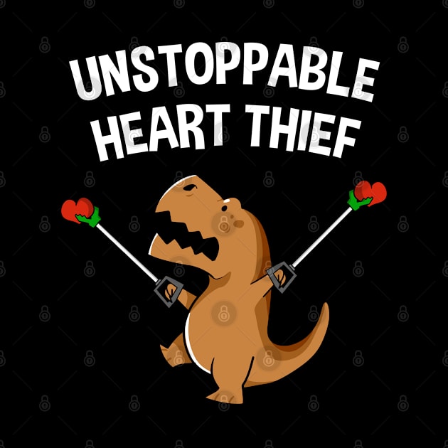 Unstoppable Heart thief T Rex Dinosaur Funny Valentine by TheBeardComic