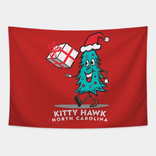 Kitty Hawk, NC Vacationing Christmas Tree Tapestry by Contentarama