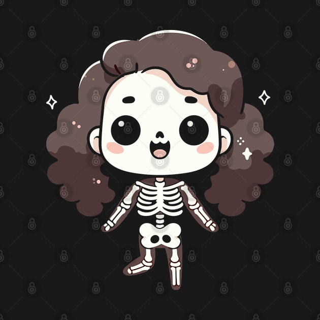 Cute Kawaii Girl Ghost | Cute Happy Halloween Skeleton Design for Girls by Nora Liak