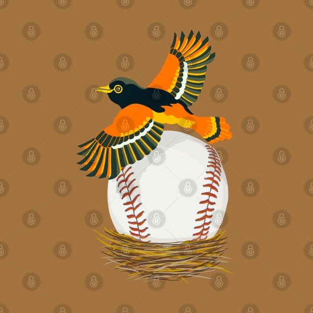 Play Ball! Oriole Baseball Egg in Nest by BullShirtCo