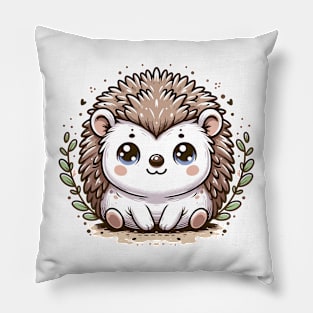 "Hedgehog Haven: A Whimsical Woodland Encounter" Pillow