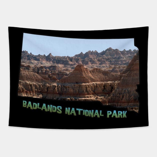 South Dakota State Outline (Badlands National Park) Tapestry by gorff