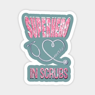 Superhero Nurse In Scrubs Glitter Magnet