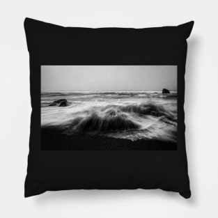 Angry Ocean in Black and White Pillow