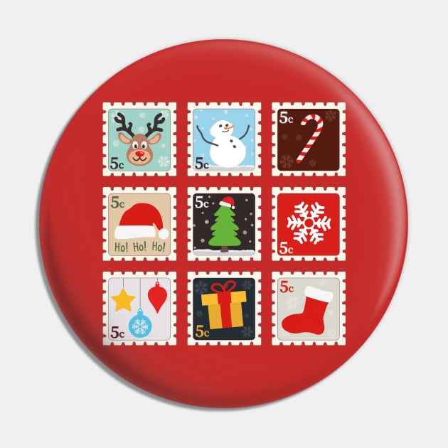 Christmas Stamps | Gift Ideas | Cute Design Pin by Fluffy-Vectors