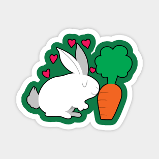 Cute Bunny and a Carrot Magnet