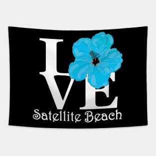 LOVE Satellite Beach Blue Hibiscus Tapestry