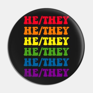 He/They Retro Rainbow Font Pin