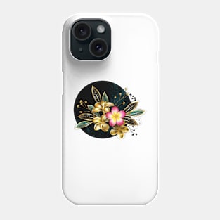 Golden plumeria in circle Phone Case