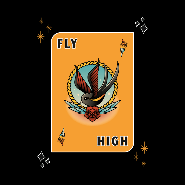 Fly High Bird Tattoo by Tip Top Tee's