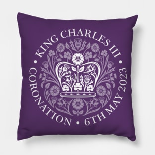 King Charles III Official Coronation Emblem white Pillow