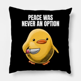 Duck with Knife Meme Pillow