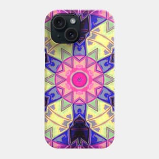 Mosaic Kaleidoscope Flower Pink Yellow and Blue Phone Case