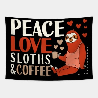 Peace Love Sloths & Coffee Tapestry