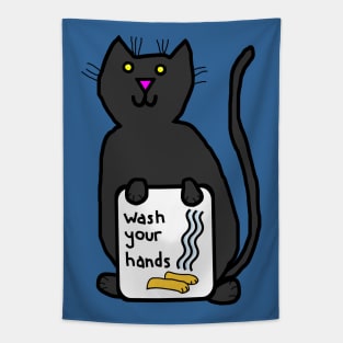 Cute Cats say Wash Your Hands Sign Tapestry