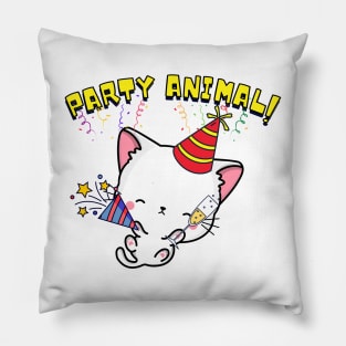 Party Animal White Cat Pillow