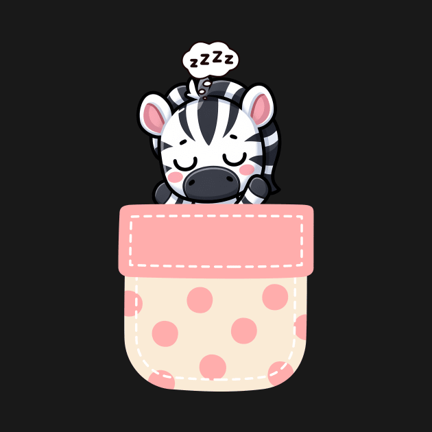 Sleepy Zebra in Polka Dot Pocket by Pink & Pretty