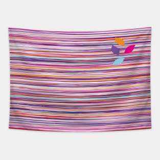 Colorful stripes pattern with leaves Tapestry