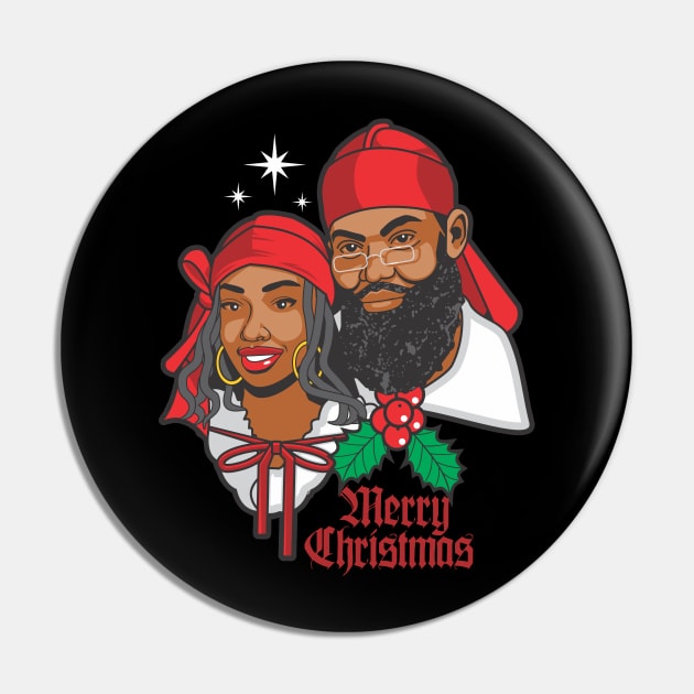 Mr. and Mrs. Santa - Christmas Pin by Vector-Artist