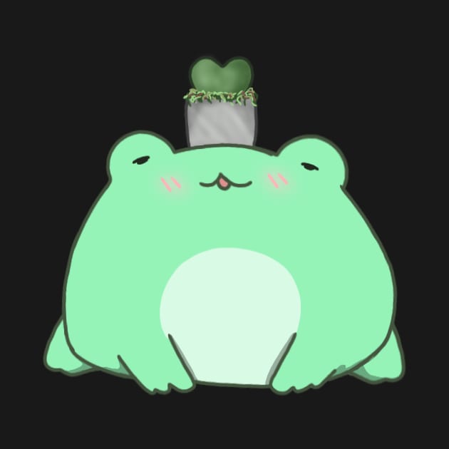 Chibi Frog With Succulent Plant (Mint) by Basicallyimbored