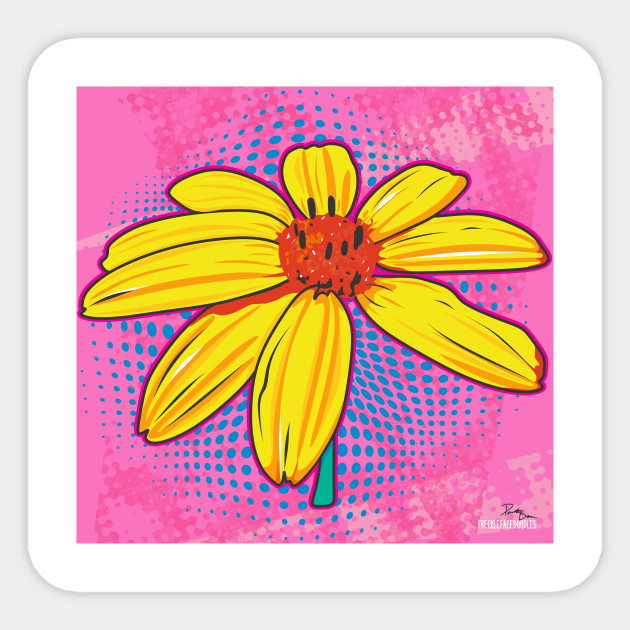 Retro Pop Art Yellow Daisy Pop Surrealism Sticker Teepublic