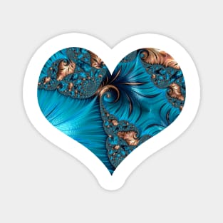 Turquoise Fractal Heart Magnet