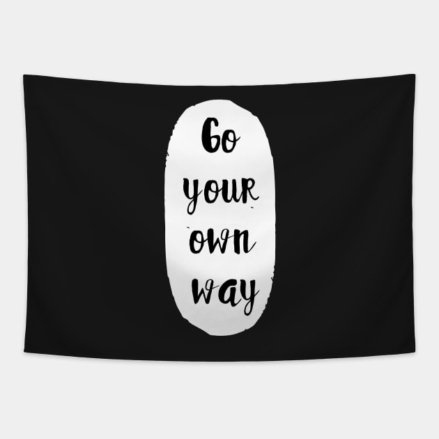 Go Your Own Way Abstract Shape Minimalist Blacj ans White Design Tapestry by zedonee